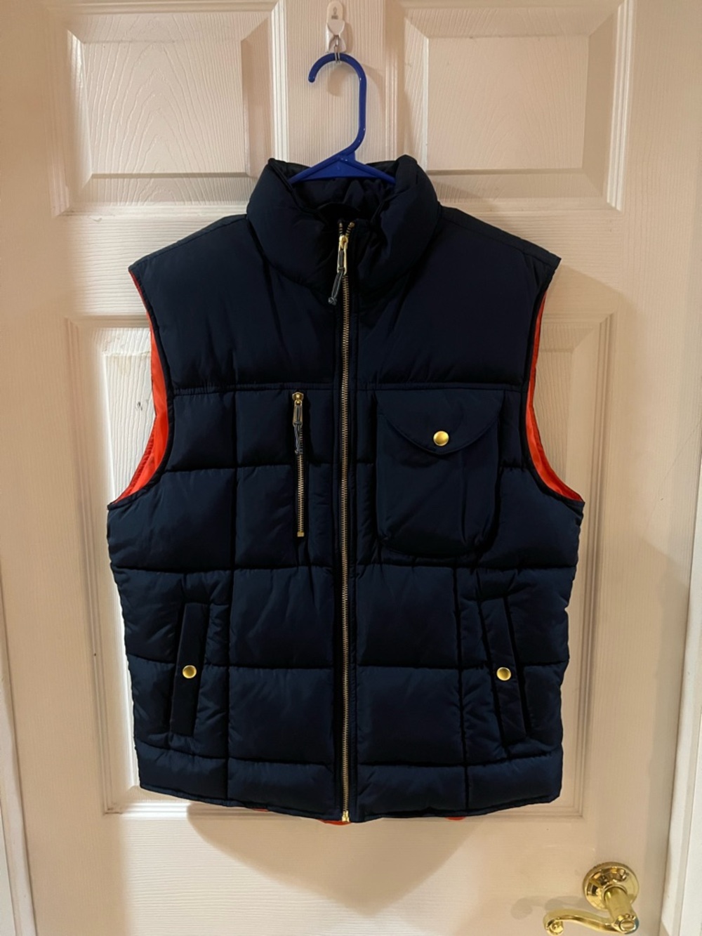 Goodfellow & Co Navy Puffer Vest with Orange Lining